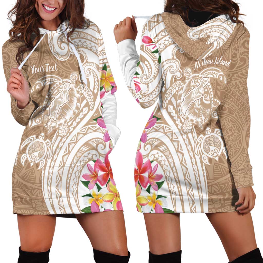 Aloha Ni’ihau Island Personalized Hoodie Dress Beige Dreamy Turtle