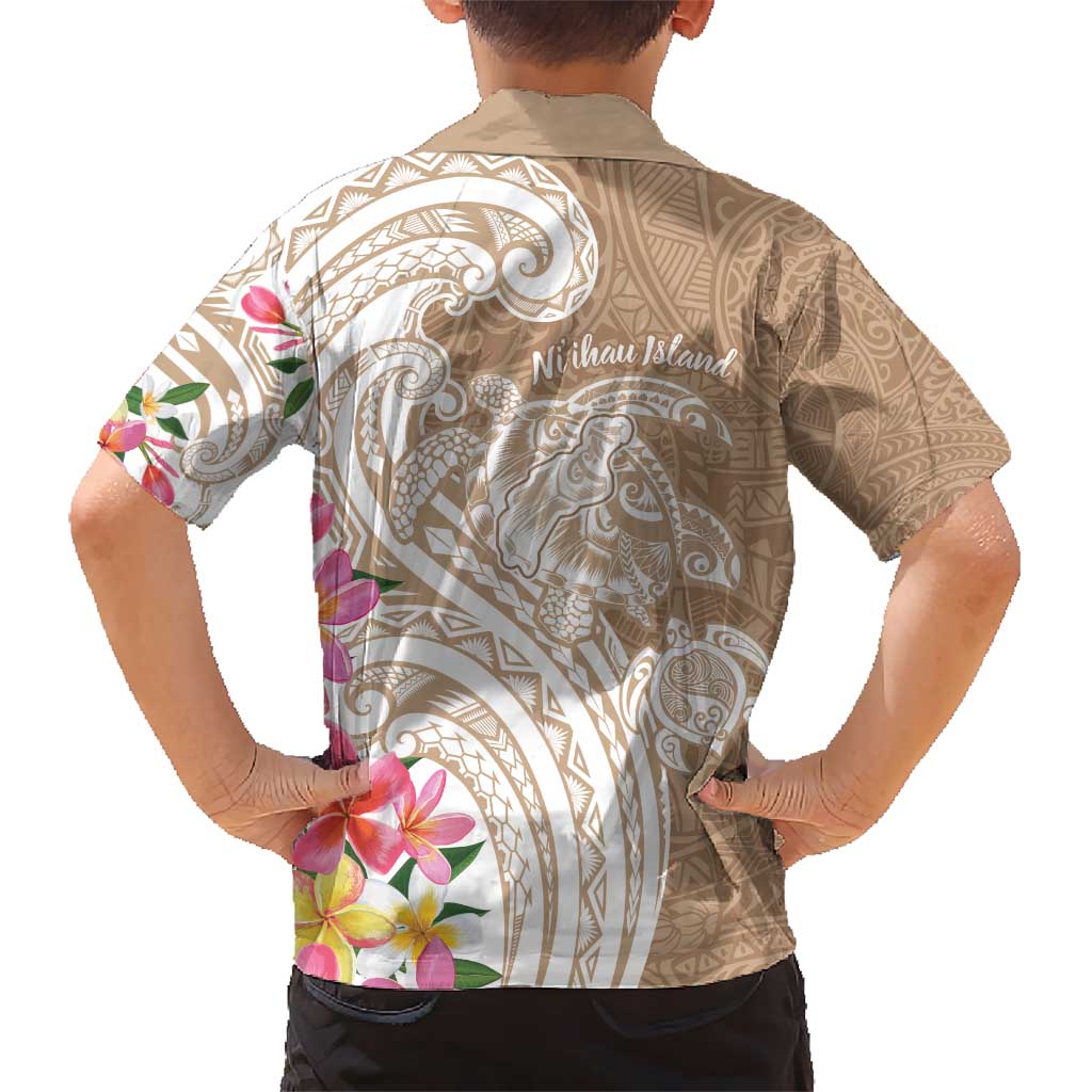 Aloha Ni’ihau Island Personalized Kid Hawaiian Shirt Beige Dreamy Turtle