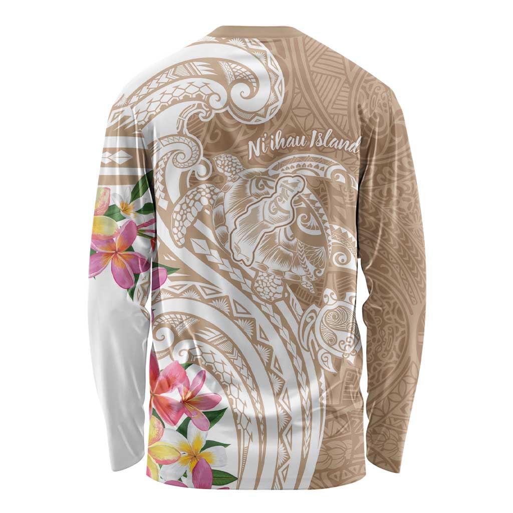 Aloha Ni’ihau Island Personalized Long Sleeve Shirt Beige Dreamy Turtle