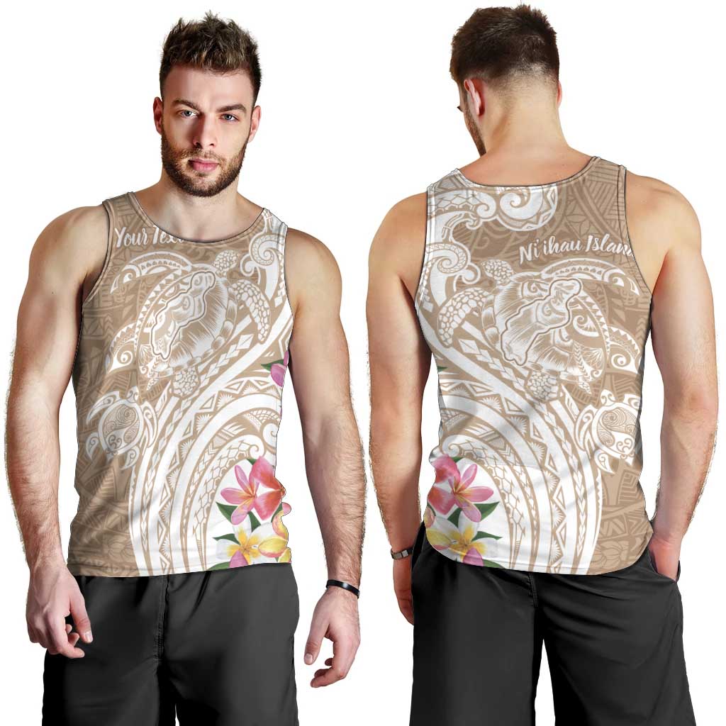 Aloha Ni’ihau Island Personalized Men Tank Top Beige Dreamy Turtle