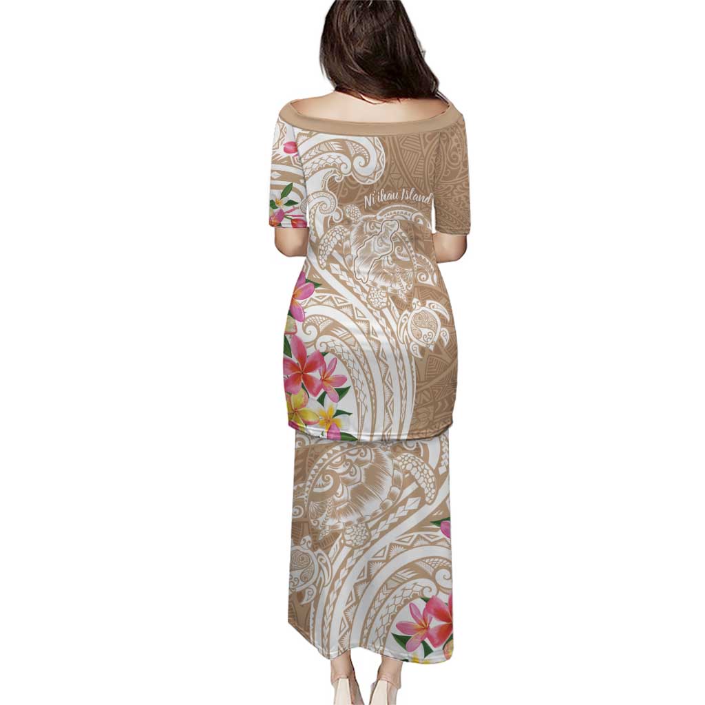 Aloha Ni’ihau Island Personalized Puletasi Beige Dreamy Turtle