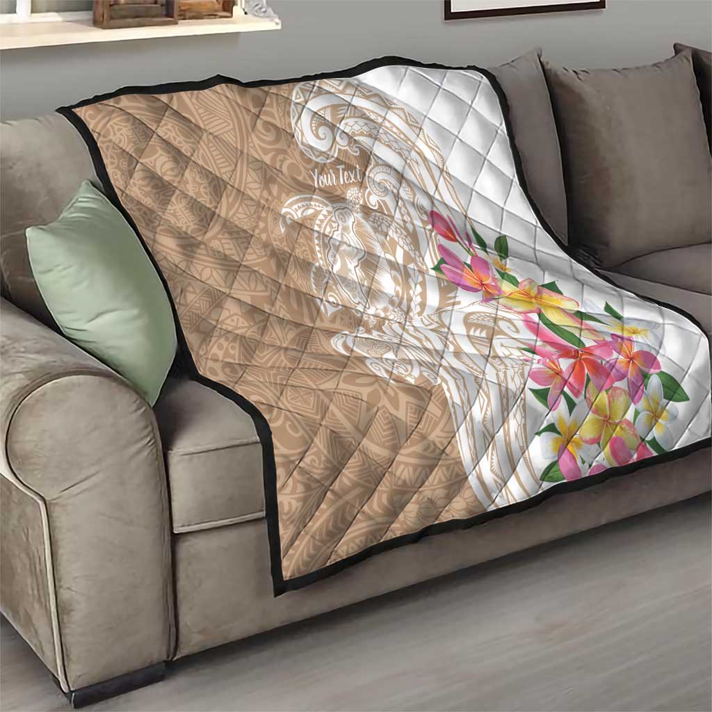 Aloha Ni’ihau Island Personalized Quilt Beige Dreamy Turtle