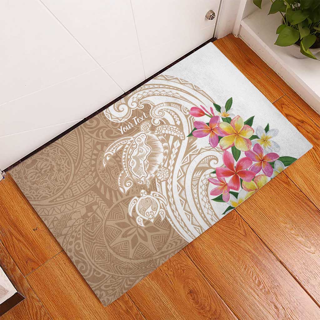 Aloha Ni’ihau Island Personalized Rubber Doormat Beige Dreamy Turtle