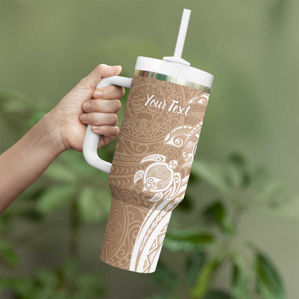 Aloha Ni’ihau Island Personalized Tumbler With Handle Beige Dreamy Turtle
