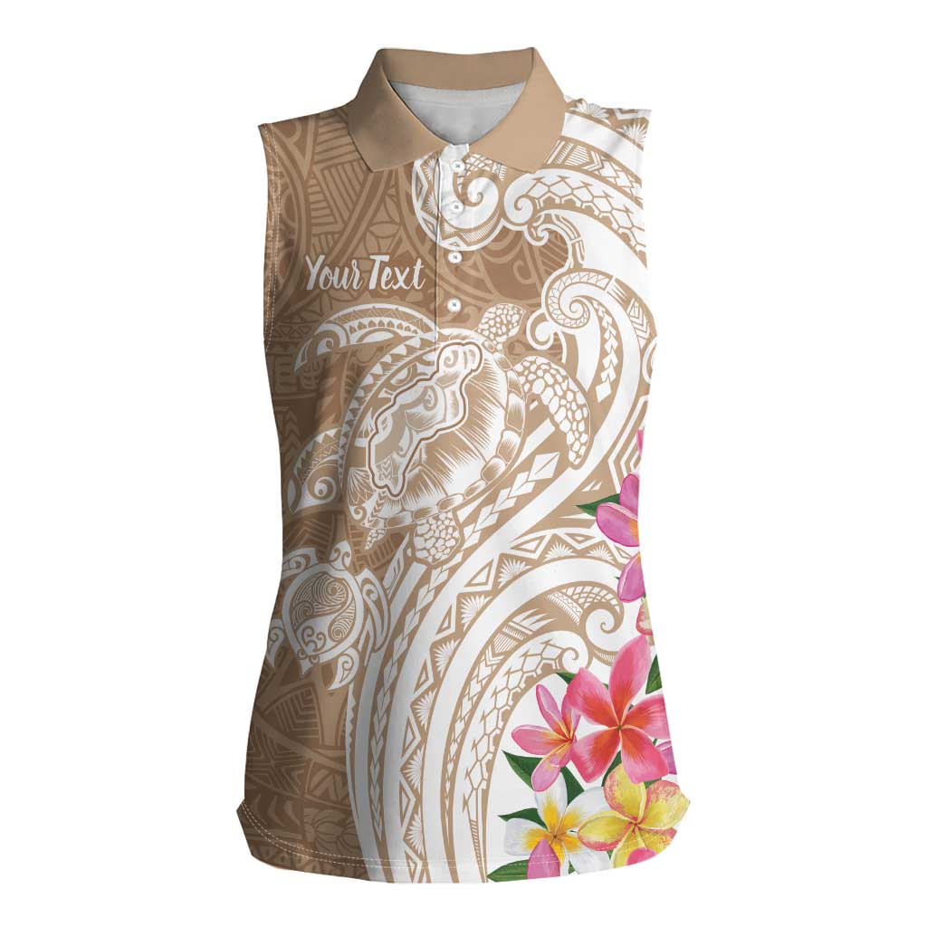 Aloha Niihau Island Personalized Women Sleeveless Polo Shirt Beige Dreamy Turtle LT7 Female Beige - Polynesian Pride