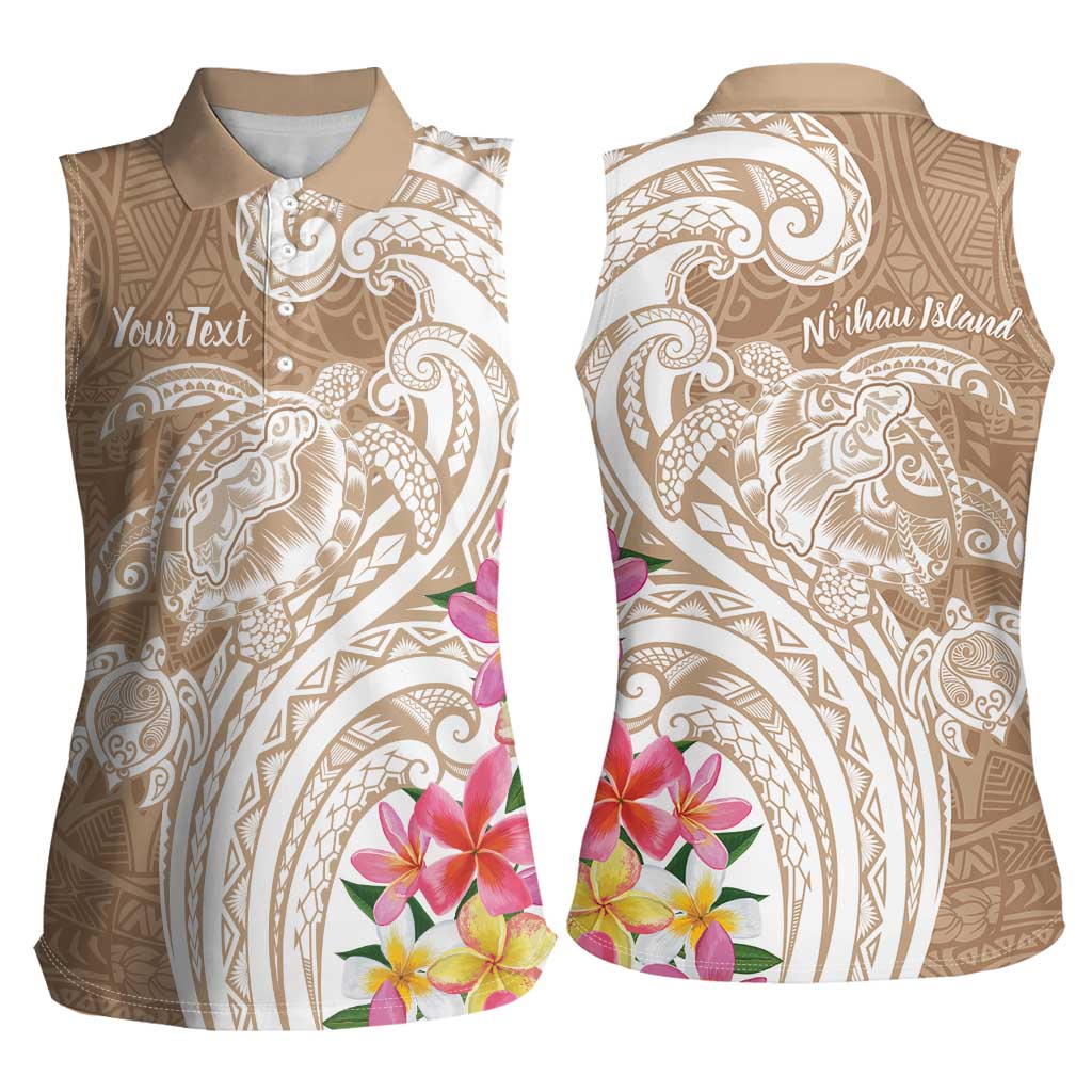 Aloha Ni’ihau Island Personalized Women Sleeveless Polo Shirt Beige Dreamy Turtle