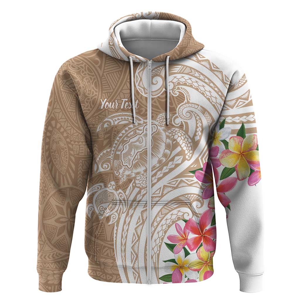 Aloha Niihau Island Personalized Zip Hoodie Beige Dreamy Turtle LT7 Zip Hoodie Beige - Polynesian Pride