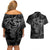 Hawaii Father's Day Vintage Lei Couples Matching Off Shoulder Short Dress and Hawaiian Shirt Hauoli la Makuakane - Black