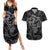 Hawaii Father's Day Vintage Lei Couples Matching Summer Maxi Dress and Hawaiian Shirt Hauoli la Makuakane - Black