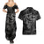 Hawaii Father's Day Vintage Lei Couples Matching Summer Maxi Dress and Hawaiian Shirt Hauoli la Makuakane - Black