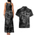 Hawaii Father's Day Vintage Lei Couples Matching Tank Maxi Dress and Hawaiian Shirt Hauoli la Makuakane - Black