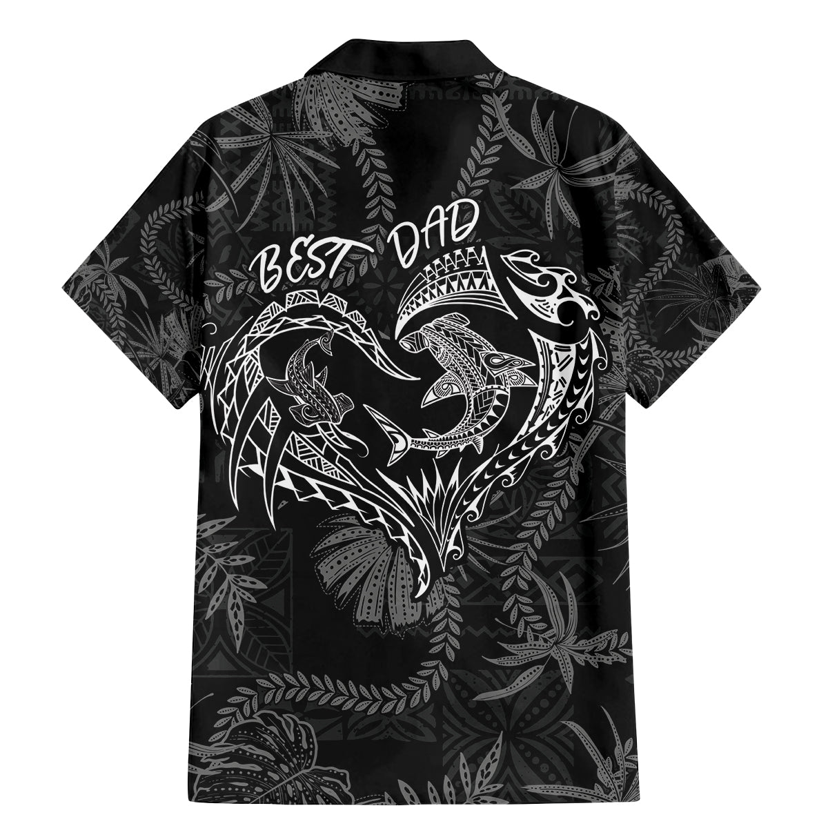 Hawaii Father's Day Vintage Lei Family Matching Mermaid Dress and Hawaiian Shirt Hauoli la Makuakane - Black