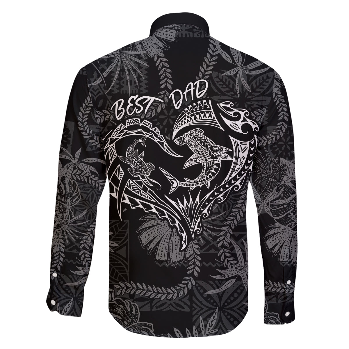 Hawaii Father's Day Vintage Lei Family Matching Mermaid Dress and Hawaiian Shirt Hauoli la Makuakane - Black