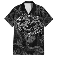 Hawaii Father's Day Vintage Lei Family Matching Off The Shoulder Long Sleeve Dress and Hawaiian Shirt Hauoli la Makuakane - Black LT7 Dad's Shirt - Short Sleeve Black - Polynesian Pride