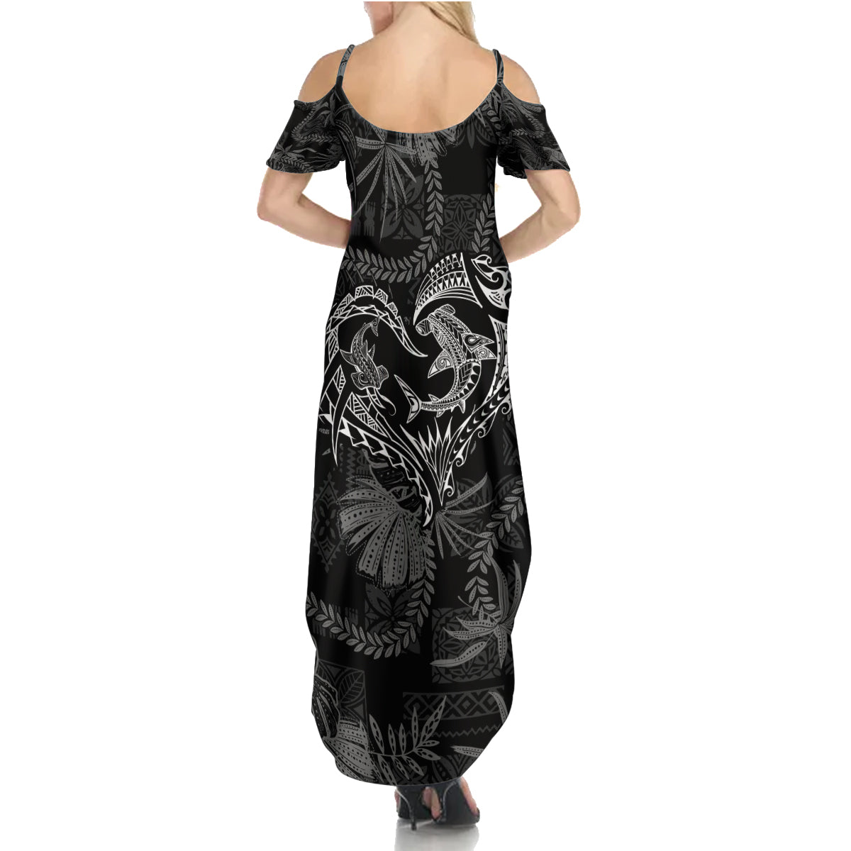 Hawaii Father's Day Vintage Lei Family Matching Summer Maxi Dress and Hawaiian Shirt Hauoli la Makuakane - Black LT7 - Polynesian Pride