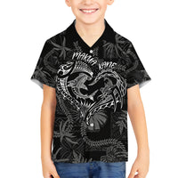 Hawaii Father's Day Vintage Lei Family Matching Tank Maxi Dress and Hawaiian Shirt Hauoli la Makuakane - Black