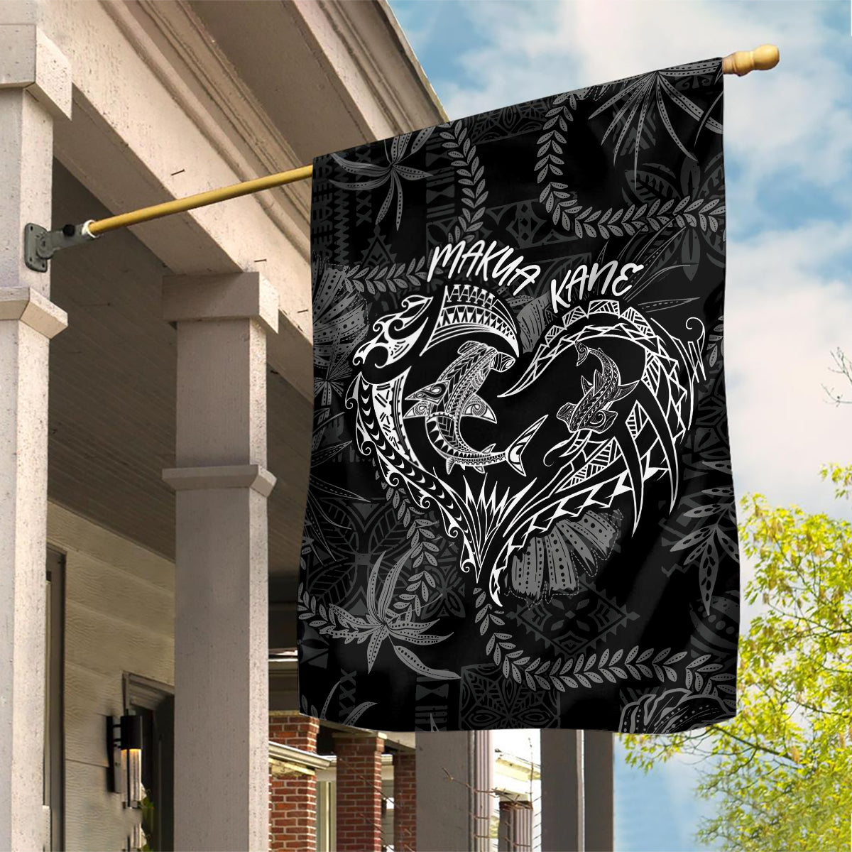 Hawaii Father's Day Vintage Lei Garden Flag Hauoli la Makuakane - Black LT7 House Flag Black - Polynesian Pride