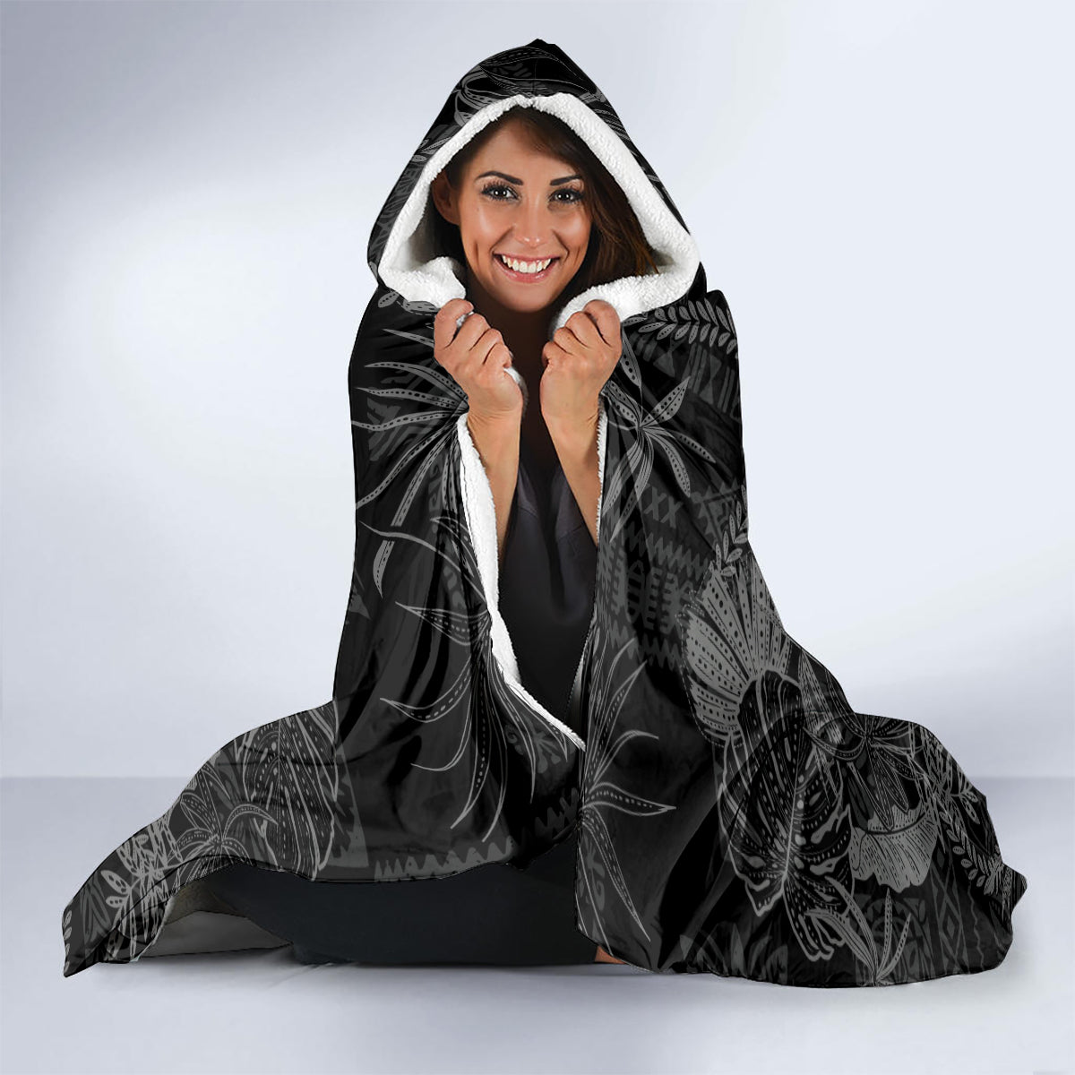 Hawaii Father's Day Vintage Lei Hooded Blanket Hauoli la Makuakane - Black LT7 - Polynesian Pride