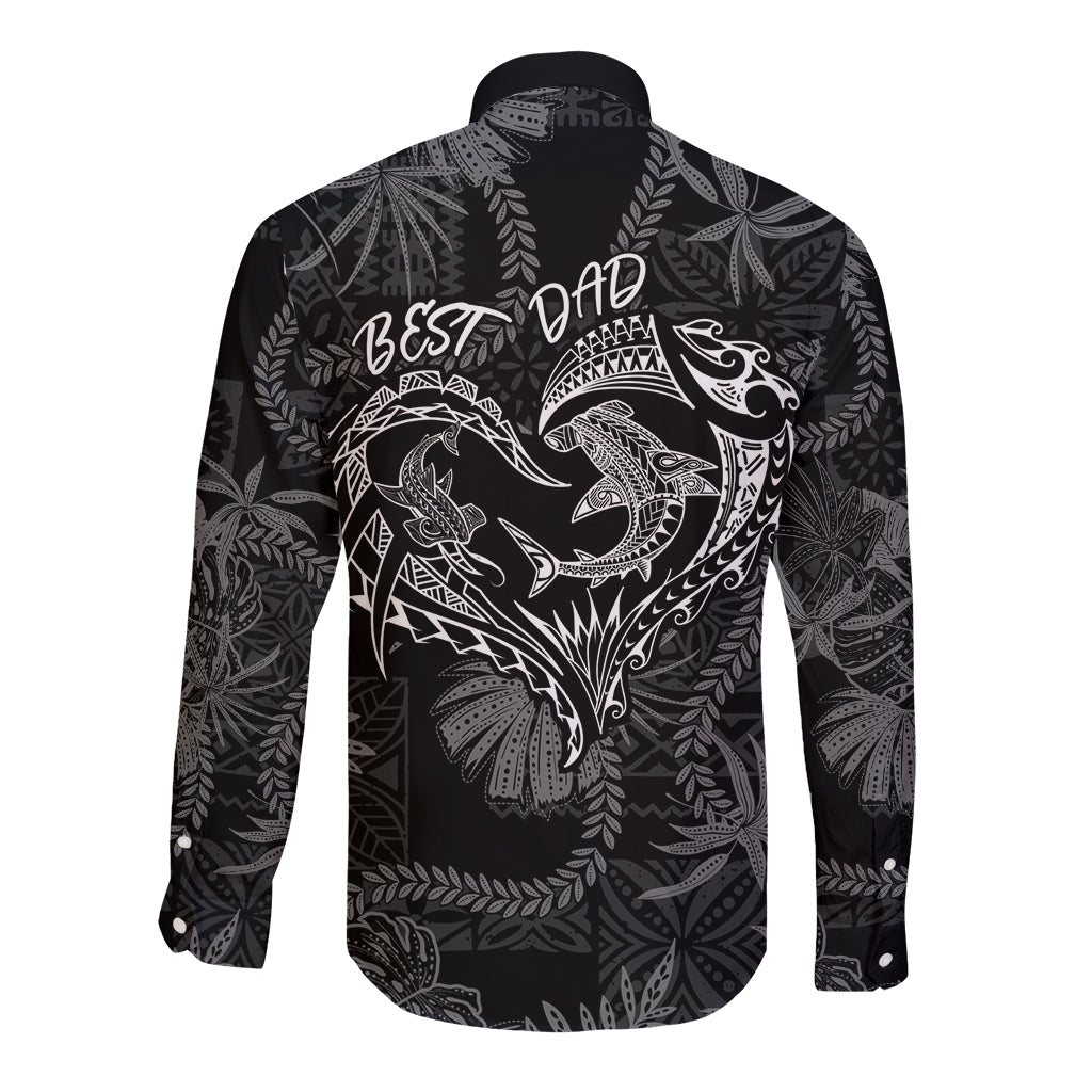 Hawaii Father's Day Vintage Lei Long Sleeve Button Shirt Hauoli la Makuakane - Black LT7 - Polynesian Pride