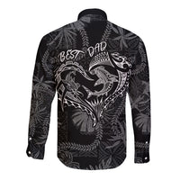 Hawaii Father's Day Vintage Lei Long Sleeve Button Shirt Hauoli la Makuakane - Black LT7 - Polynesian Pride