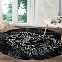 Hawaii Father's Day Vintage Lei Round Carpet Hauoli la Makuakane - Black LT7 - Polynesian Pride