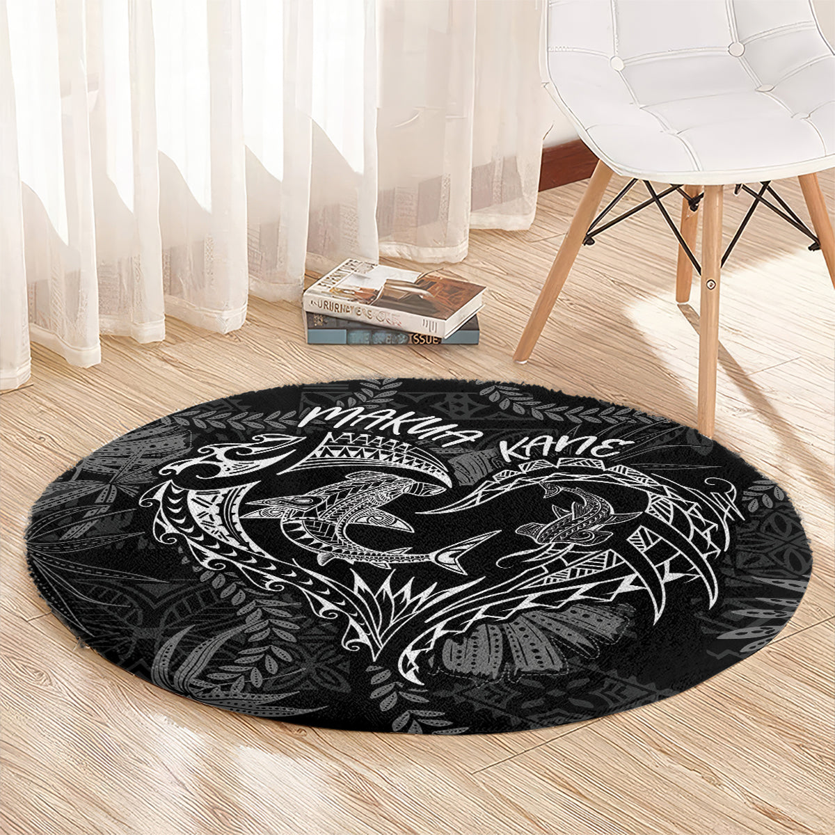 Hawaii Father's Day Vintage Lei Round Carpet Hauoli la Makuakane - Black LT7 - Polynesian Pride
