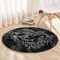 Hawaii Father's Day Vintage Lei Round Carpet Hauoli la Makuakane - Black LT7 - Polynesian Pride