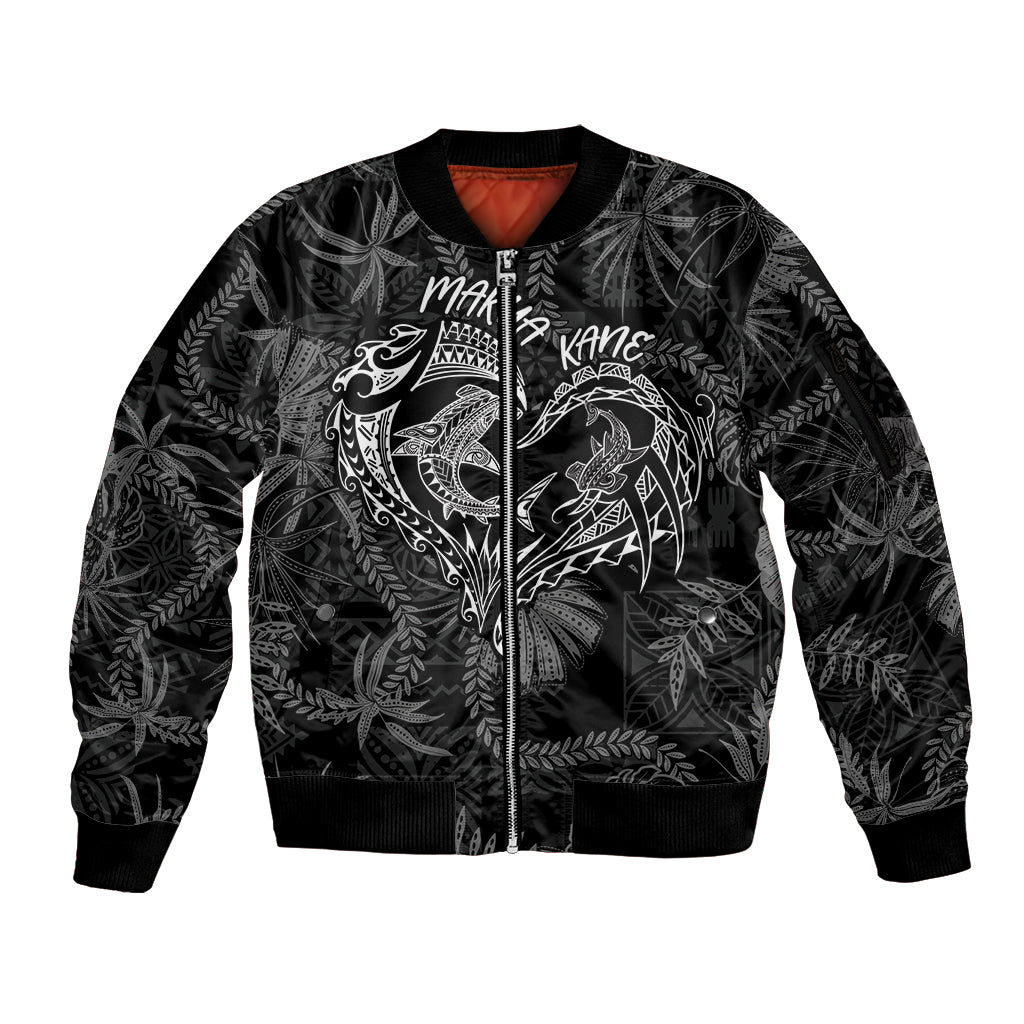 Hawaii Father's Day Vintage Lei Sleeve Zip Bomber Jacket Hauoli la Makuakane - Black LT7 Unisex Black - Polynesian Pride