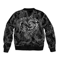 Hawaii Father's Day Vintage Lei Sleeve Zip Bomber Jacket Hauoli la Makuakane - Black LT7 - Polynesian Pride