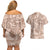 Hawaii Father's Day Vintage Lei Couples Matching Off Shoulder Short Dress and Hawaiian Shirt Hauoli la Makuakane - Beige