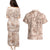 Hawaii Father's Day Vintage Lei Couples Matching Puletasi and Hawaiian Shirt Hauoli la Makuakane - Beige
