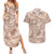 Hawaii Father's Day Vintage Lei Couples Matching Summer Maxi Dress and Hawaiian Shirt Hauoli la Makuakane - Beige