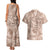 Hawaii Father's Day Vintage Lei Couples Matching Tank Maxi Dress and Hawaiian Shirt Hauoli la Makuakane - Beige