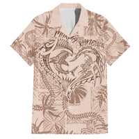 Hawaii Father's Day Vintage Lei Family Matching Off The Shoulder Long Sleeve Dress and Hawaiian Shirt Hauoli la Makuakane - Beige LT7 Dad's Shirt - Short Sleeve Beige - Polynesian Pride