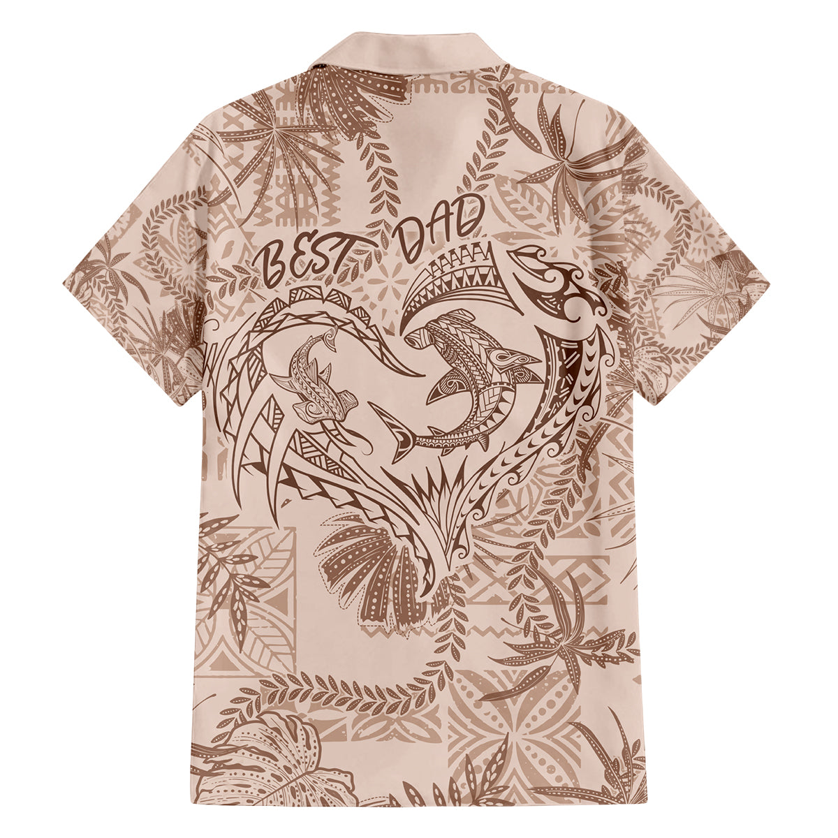 Hawaii Father's Day Vintage Lei Family Matching Off The Shoulder Long Sleeve Dress and Hawaiian Shirt Hauoli la Makuakane - Beige LT7 - Polynesian Pride