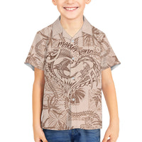 Hawaii Father's Day Vintage Lei Family Matching Short Sleeve Bodycon Dress and Hawaiian Shirt Hauoli la Makuakane - Beige LT7 Son's Shirt Beige - Polynesian Pride