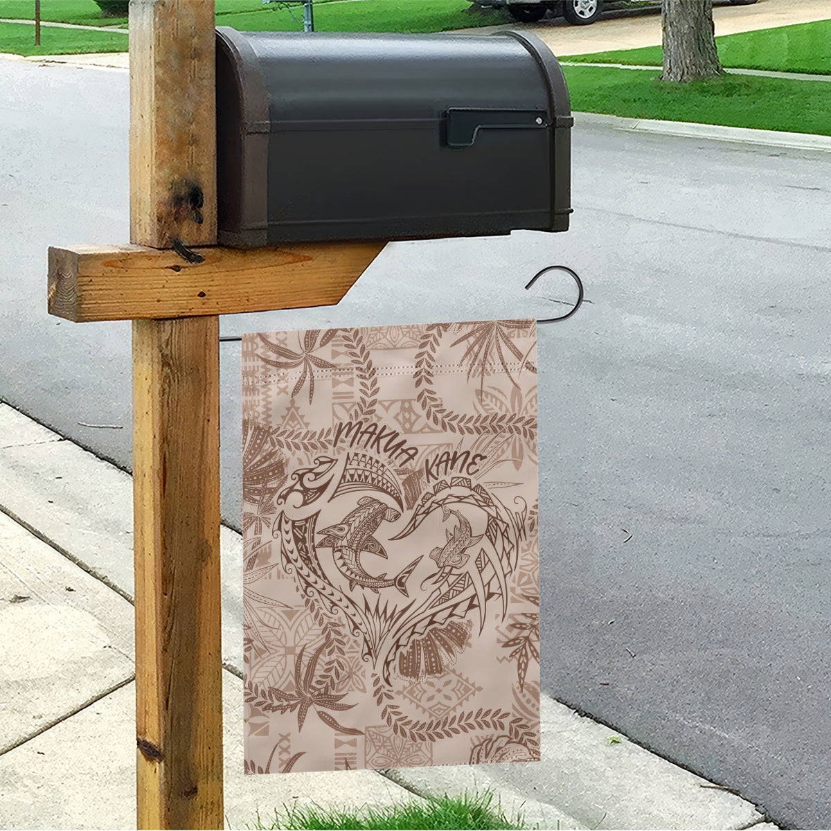 Hawaii Father's Day Vintage Lei Garden Flag Hauoli la Makuakane - Beige