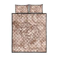 Hawaii Father's Day Vintage Lei Quilt Bed Set Hauoli la Makuakane - Beige