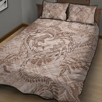 Hawaii Father's Day Vintage Lei Quilt Bed Set Hauoli la Makuakane - Beige