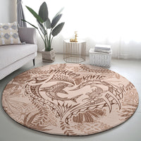 Hawaii Father's Day Vintage Lei Round Carpet Hauoli la Makuakane - Beige LT7 - Polynesian Pride