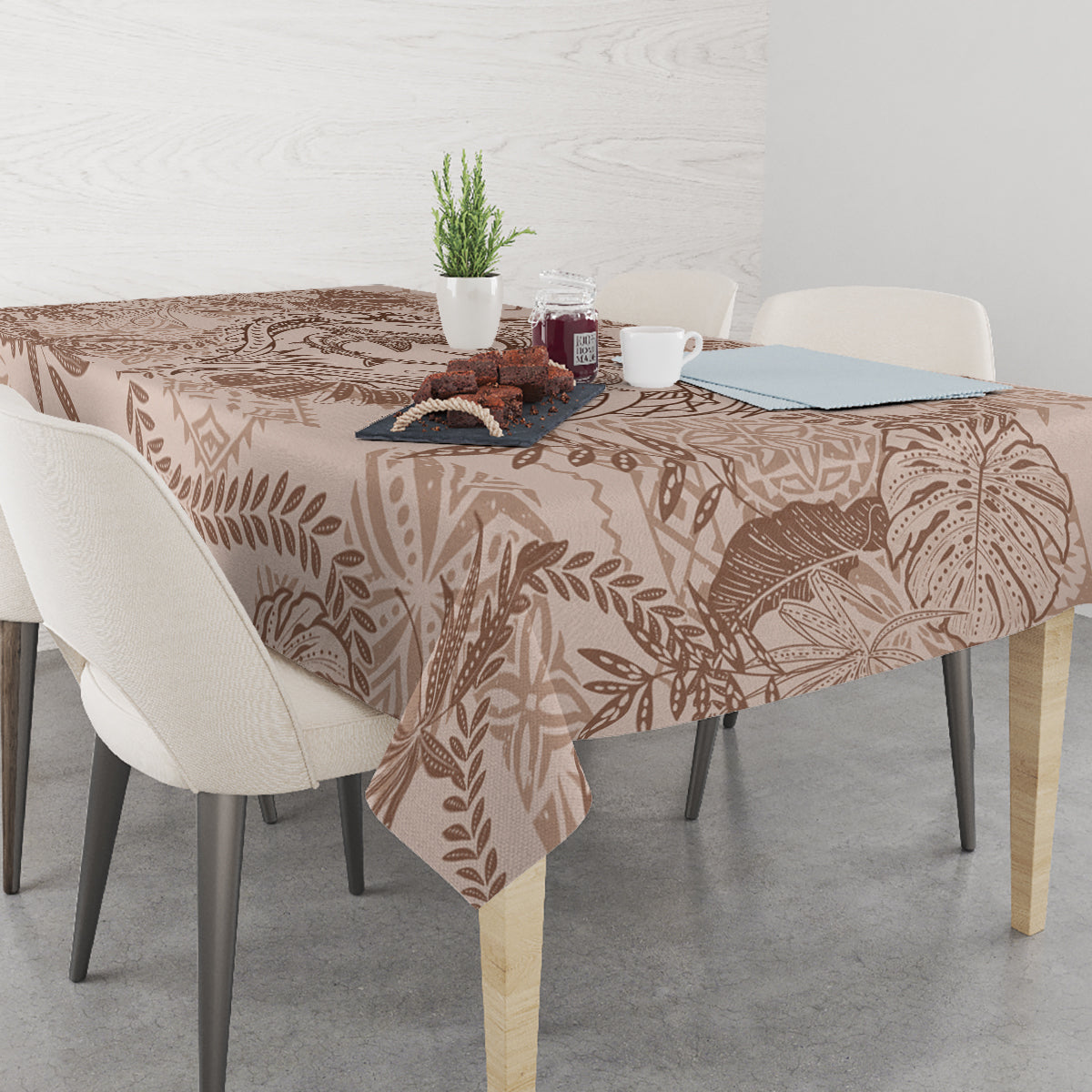 Hawaii Father's Day Vintage Lei Tablecloth Hauoli la Makuakane - Beige