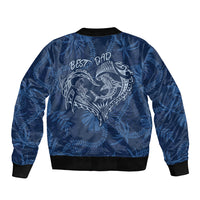 Hawaii Father's Day Vintage Lei Bomber Jacket Hauoli la Makuakane - Blue LT7 - Polynesian Pride