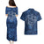 Hawaii Father's Day Vintage Lei Couples Matching Puletasi and Hawaiian Shirt Hauoli la Makuakane - Blue