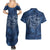 Hawaii Father's Day Vintage Lei Couples Matching Summer Maxi Dress and Hawaiian Shirt Hauoli la Makuakane - Blue