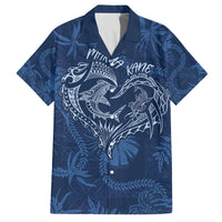 Hawaii Father's Day Vintage Lei Family Matching Off The Shoulder Long Sleeve Dress and Hawaiian Shirt Hauoli la Makuakane - Blue LT7 Dad's Shirt - Short Sleeve Blue - Polynesian Pride