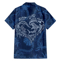 Hawaii Father's Day Vintage Lei Family Matching Off The Shoulder Long Sleeve Dress and Hawaiian Shirt Hauoli la Makuakane - Blue LT7 - Polynesian Pride