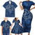 Hawaii Father's Day Vintage Lei Family Matching Short Sleeve Bodycon Dress and Hawaiian Shirt Hauoli la Makuakane - Blue