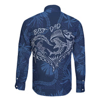 Hawaii Father's Day Vintage Lei Long Sleeve Button Shirt Hauoli la Makuakane - Blue LT7 - Polynesian Pride