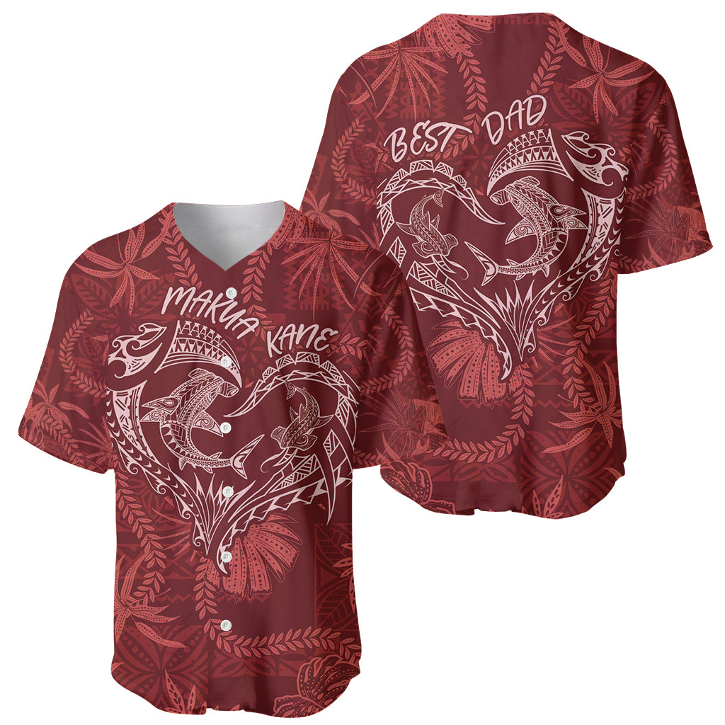 Hawaii Father's Day Vintage Lei Baseball Jersey Hauoli la Makuakane - Red LT7 - Polynesian Pride