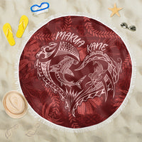 Hawaii Father's Day Vintage Lei Beach Blanket Hauoli la Makuakane - Red